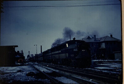 Vtg 35mm Slide Wabash Railroad Diesel Engine Train Winter Echtachrome