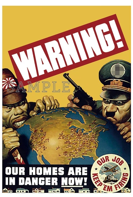 1940s WWII Hitler Tojo axis German Japan military propaganda postcard [P79]