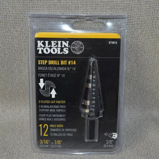 Klein Tools KTSB14 ~ 0.875 in. High Speed Steel Double Flute Step Drill Bit
