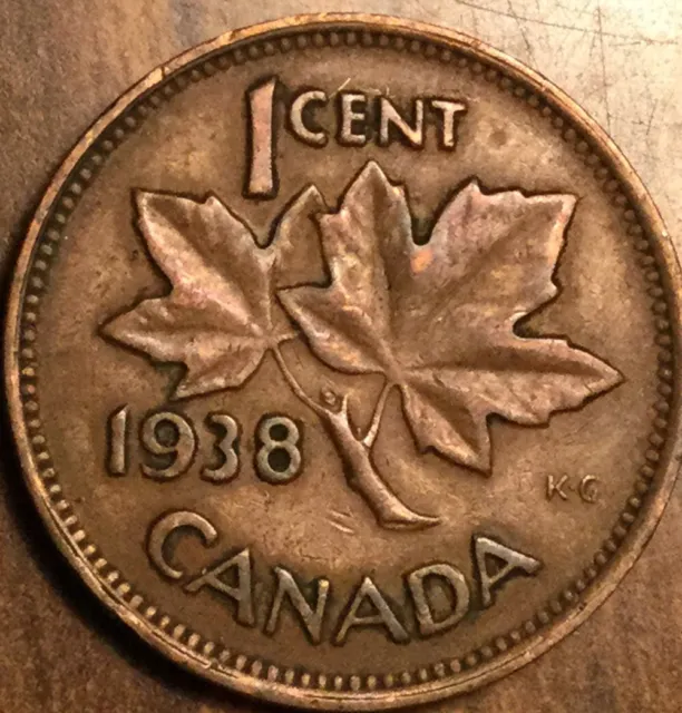 1938 Canada Small One Cent Penny Coin