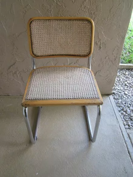 Mid Century Modern Marcel Breuer Style Cane Cesca Chrome Cantilever Chair 