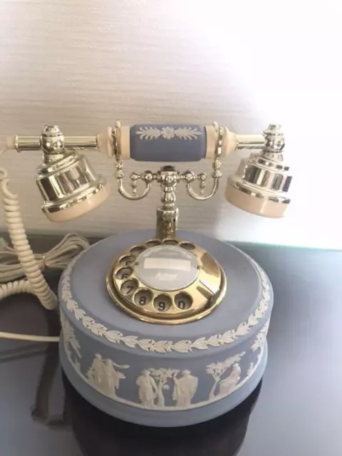 WEDGWOOD Jasper-Ware ASTRAL Telephone Vintage Blue White as-is item
