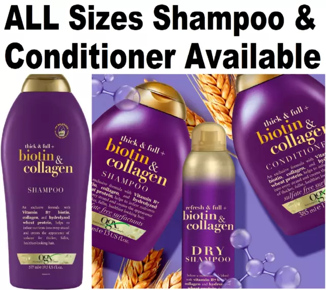 Biotin & Collagen Hair Thickening Sulfate Free Shampoo | Conditioner OGX 385ml