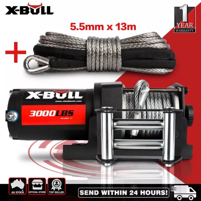 X-BULL 3000lb Electric Trailer Winch ATV Boat Winch 12V Steel Cable portable Car