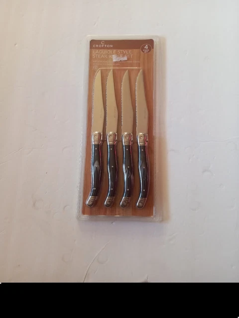 CROFTON~ Juego de Cuchillos de Carne~ ESTILO LAGUIOLE~ 4 Piezas.~ Acero Inoxidable~ Totalmente Nuevo