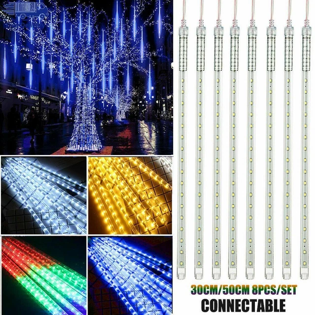 64Tubes LED Meteor Shower Rain Lights Falling String Light Drop Icicle Christmas