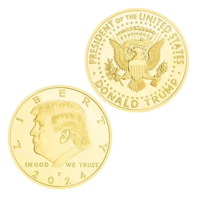 45th US President Donald J. Trump 2024 Placcato Oro Commemorativa Moneta Nuovo