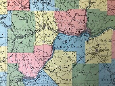 1901 Colored Map Of Warren County Atlas Of The State Of Pennsylvania 14 x 19” 3