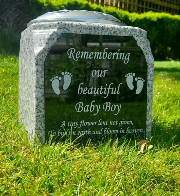 Personalised Granite Memorial Vase Grave Pot Flower Holder Cemetery Grave Vase