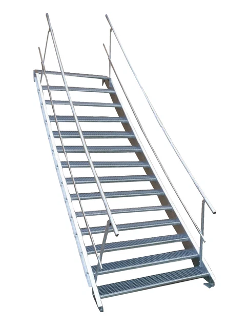 14 Stufen Stahltreppe Breite 60-160cm Geschosshöhe 210-280cm Geländer beidseitig