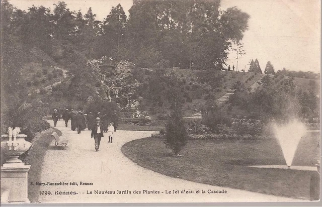 CPA 35 RENNES. LE JARDIN DES PLANTES. JET D EAU. ECRITE.EN 1918 TBE (ref 64)