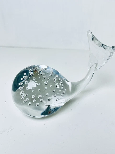 art glass whale controlled bubble Paperweight Decorative Bullicante Coastal