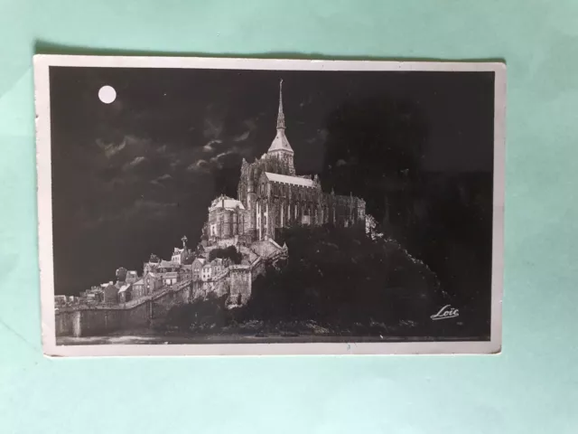 Carte Postale de France de la Manche Le Mont Saint-Michel au Clair de Lune 1951