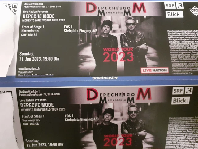 2 Tickets Depeche Mode FOS 1 CH-Bern FRONT OF STAGE 11.06.2023