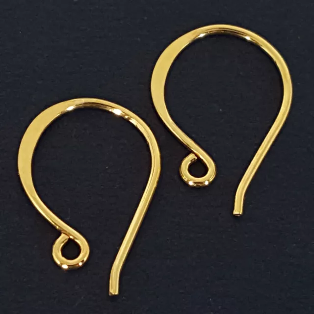 Wire Earring Hooks 24K Gold Plated Sterling Silver Findings For Jewellery Making