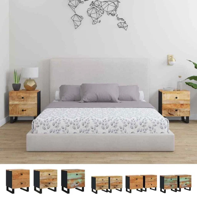1/2x Mesitas de Noche Madera Maciza Dormitorio Cama Multimaterial vidaXL