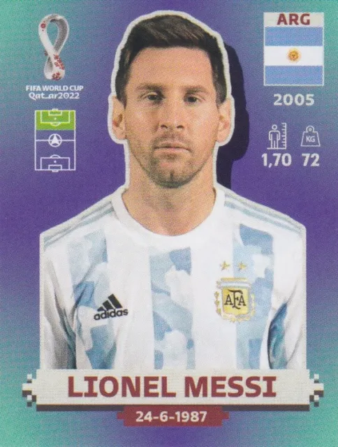 Panini Sticker Fußball WM 2022 Nr. ARG 20: Lionel Messi Argentina Bild NEU