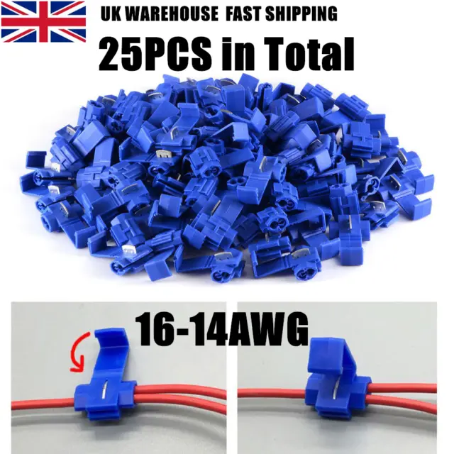 25Pcs Blue Quick Splice Wire Connectors Electrical Crimp Terminals Cable Snap