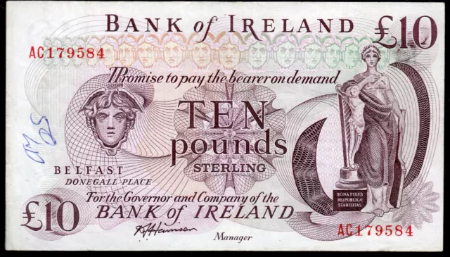 SCARCE bank of ireland ltd belfast £10 ten pound banknotes 1972 1984 EF VF VF++