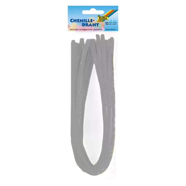 Folia 77880 Chenille Wire – Pipe Cleaners – Light Grey