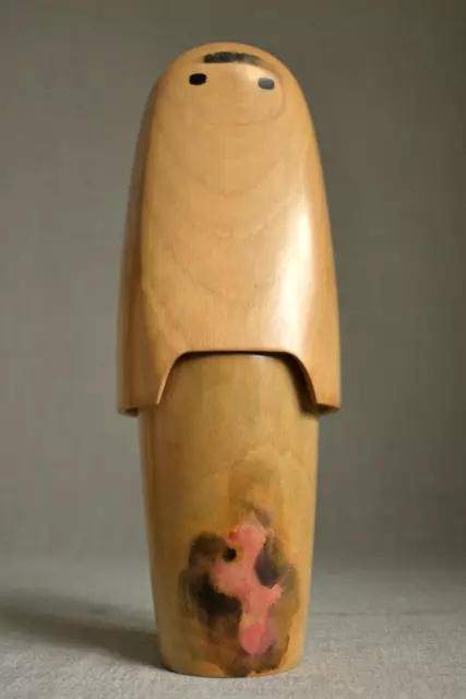 29.5cm(11.6") Japanese Old Sosaku Kokeshi Doll "Akari" signed Kunihiko Yokozuka