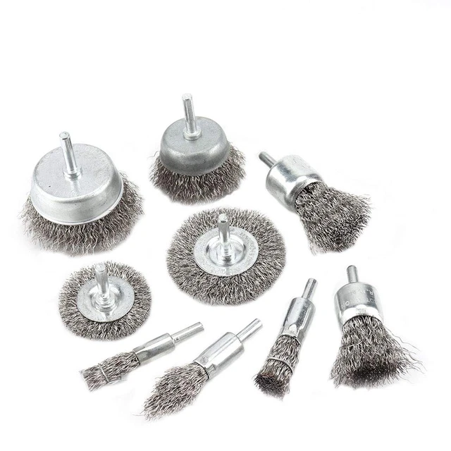 Kuofu 9Pcs Stainless Steel Wire Wheel & Cup Brush Set with 1/4'' round Shank 0.0