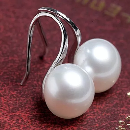 Women 925 Sterling Silver Plated Crystal Pearl Hoop/Drop Ear Stud Earrings