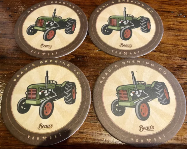RARE NEW Green Farm Tractor Coasters Set of 4 Beau's Brewery Lugtread Canada