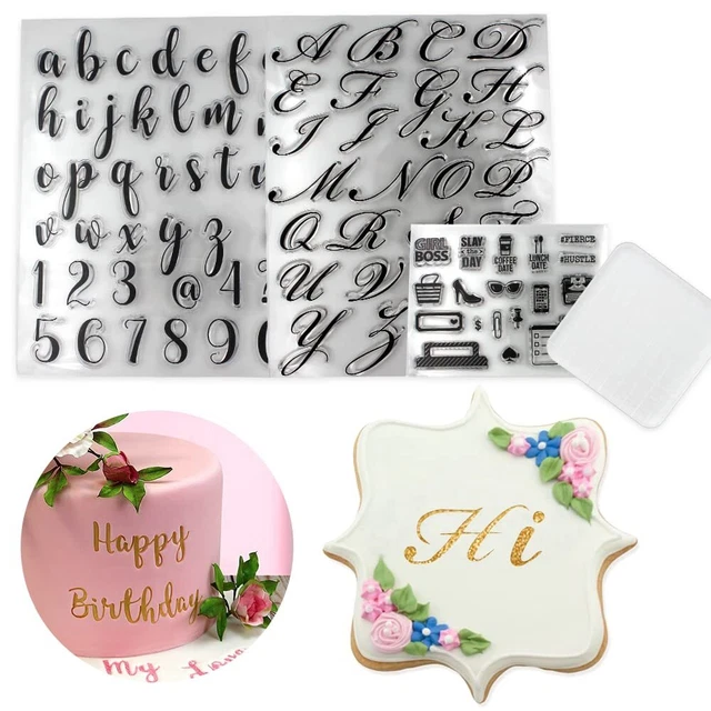 4PCs Alphabet Cake Stamp Tools, Alphabet & Numbers Fondant Cake Mold