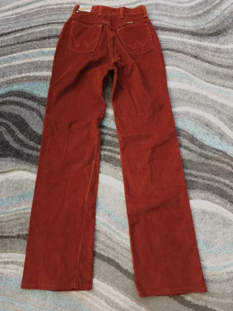 Vintage Wrangler Western Bootcut Corduroy Pants Womens 22 X 34 Red 70s Nwt