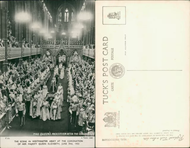 Queen Elizabeth II Procession After Coronation 1953 Tucks C21 RP