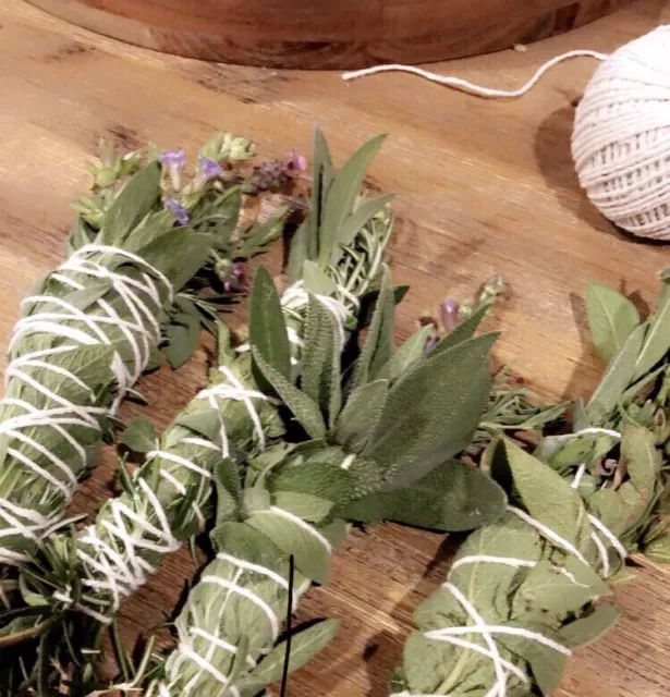 2 X POSITIVE Smudge Stick 12cm Sage White Lavender Cleanse Clear Homegrown