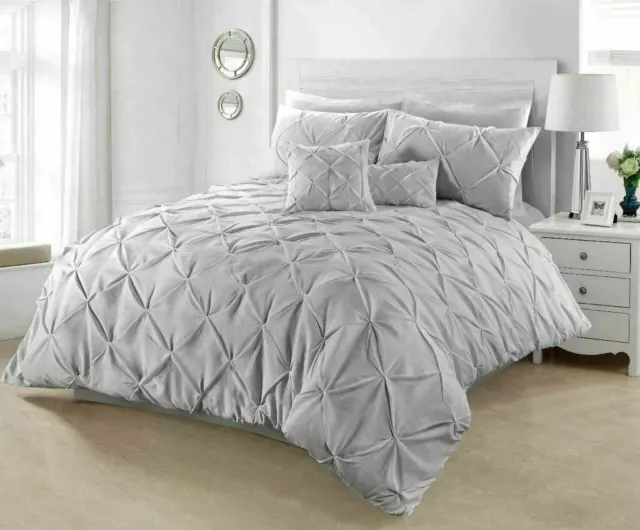 Pintuck Pleated Duvet Quilt Cover Set Single Double Super King Size Bedding