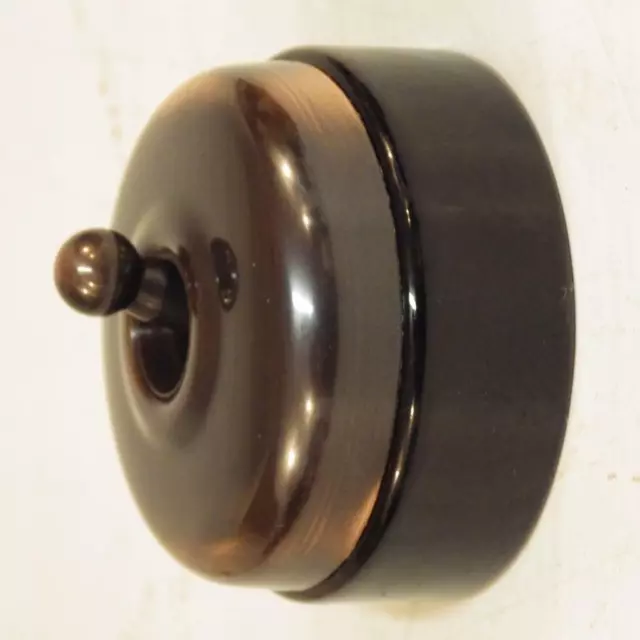 Classic Electric smooth shallow florentine bronze switch 30 B FB black porcelain