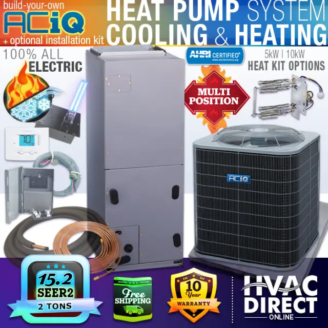 2 Ton 15.2 SEER2 ACiQ Central Air Ducted AC Heat Pump Split System - BYO Kit