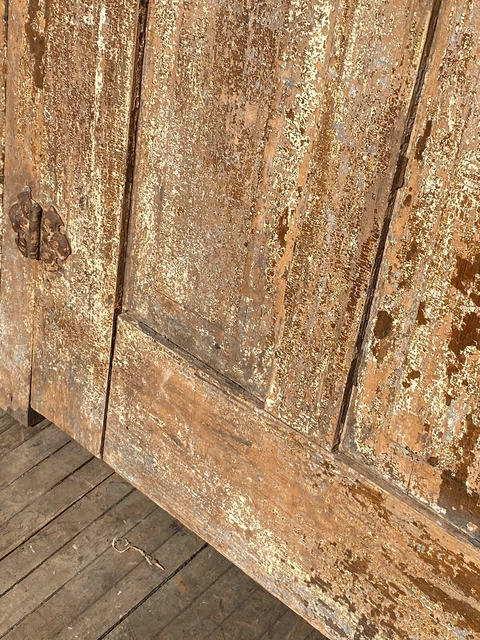 19thC. Cupboard, Cabinet Door w/ 2 Raised Panels ~ Salvaged, Distressed, Hinges 5