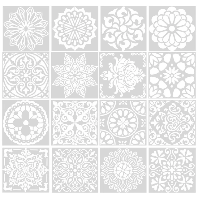16pcs Dessin Modèles de pochoir de fleurs Modèle de peinture de peinture Modèle