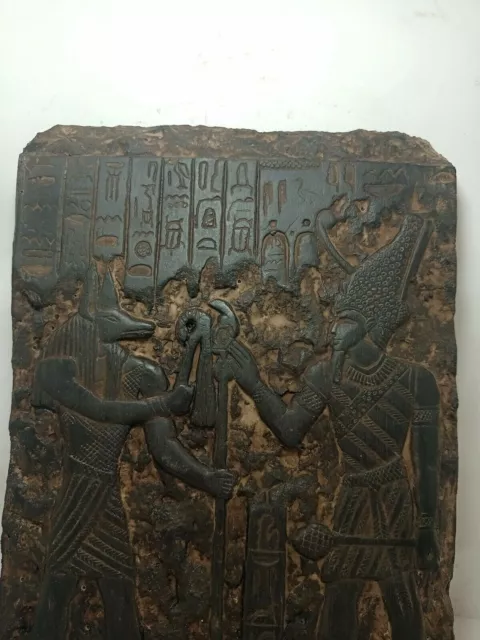 RARE ANTIQUE ANCIENT EGYPTIAN Stela God Osiris Lord God Anubis Protect 1530 Bc 2