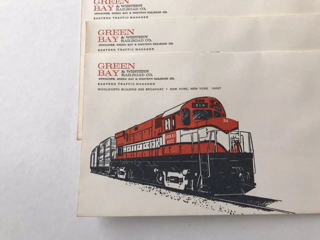 VTG Green Bay & Western Railroad envelope lot of (3) Form 613 vintage RR locomot