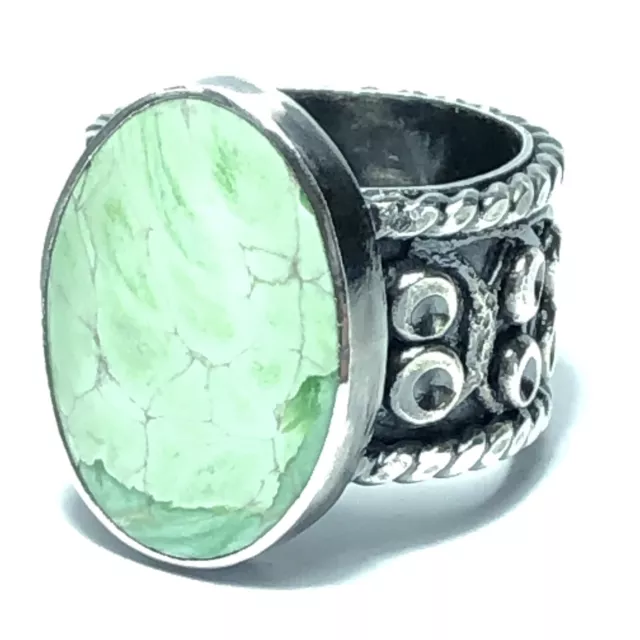 73 Ct Tw Untreated Variscite Gemstone Handcrafted Sterling Silver Ring Sz 8.75