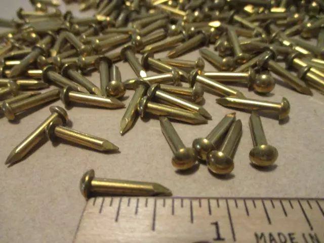 50  Nice Vintage 5/8" X #12, Solid Brass Escutcheon Pins Nails, Round Dome Heads