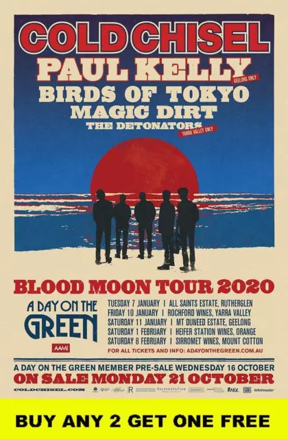 COLD CHISEL Blue Moon  2020 Laminated Australian Tour Poster