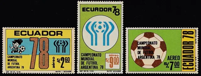 Ecuador 1978 Soccer / Football World Cup Airmails Mnh Sports