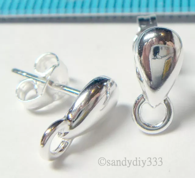 2x STERLING SILVER TEARDROP with LOOP STUD POST EARRINGS N538
