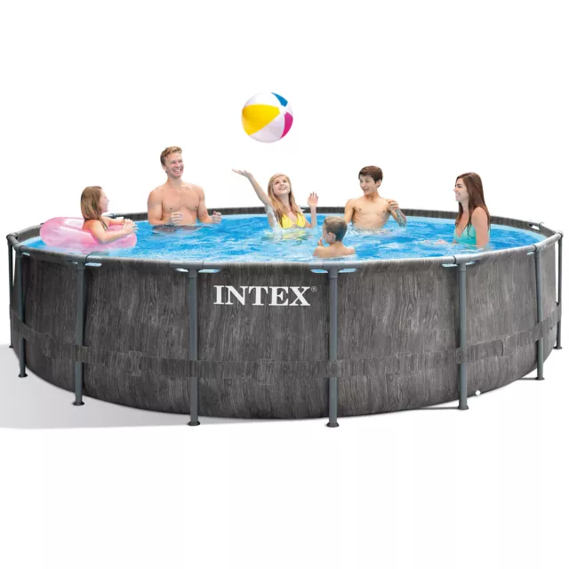 INTEX 457x122 Frame Swimming Pool Frame Greywood Set Schwimmbecken Schwimmbad 2