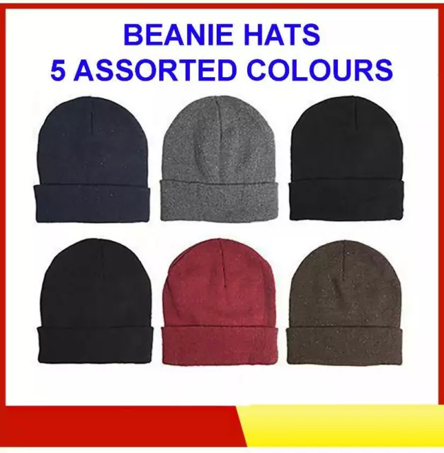 Beanie Hat Mens Ladies Womens Slouch Winter Woolly Ski Knitted Turn Up Neon Warm