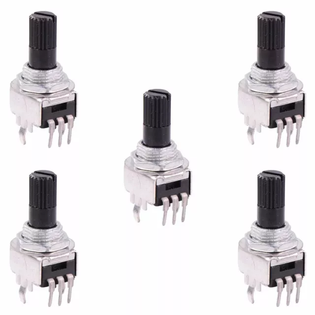 5 x 50K Logarithmic 9mm Potentiometer Knurled 6mm Shaft