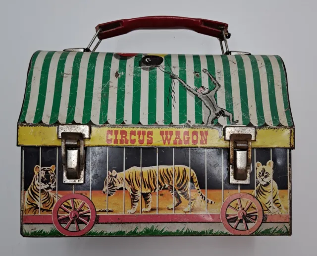Vintage Thermos 1958 Metal Dome Top Circus Wagon Lunchbox
