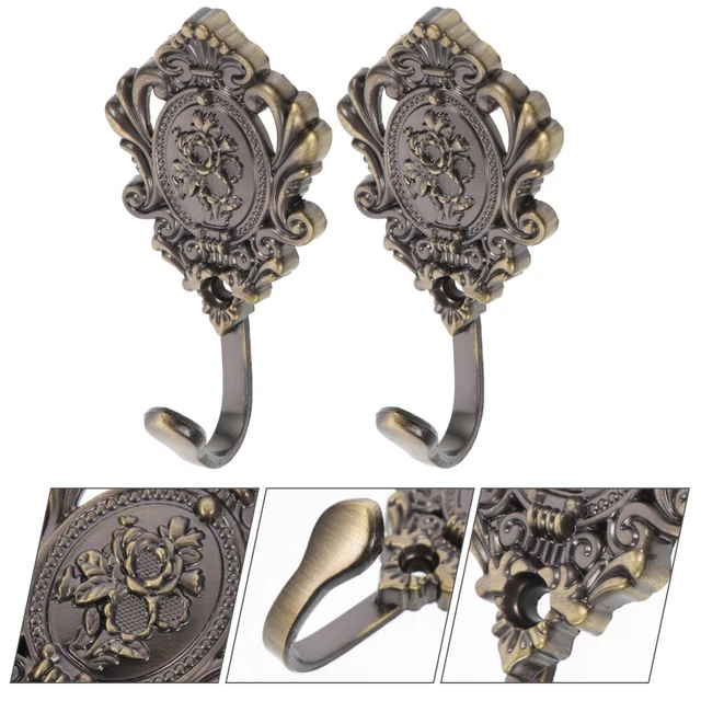 2 Pcs Metal Curtain Holdbacks Tiebacks Wall Mounted Hooks Shower Gold Towel