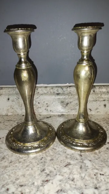 Candle Holders Oneida Japan 9" Tall Candlesticks Silverplate Tarnished